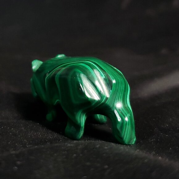 Vintage 2.25" Carved malachite hippopotamus Figurine - Picture 5 of 8